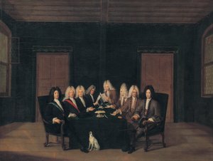 Fransk:  Les emissaires au traité de Bade en septembre 1714 Udsendingene til fredskongressen i Baden den 7. september 1714