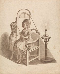 Kunstner tegner en kvindes silhuet af Johann Rudolph Schellenberg