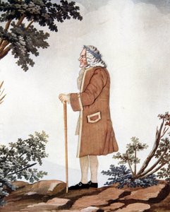 Portræt af Voltaire, fransk forfatter (1694-1778) - i "" Gouache og silke"" tilskrevet Johann Huber af Genève af Johann Rudolph the Elder (attr.to) Huber
