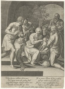 Tilbedelse af hyrderne i en niche af Johann Sadeler (I)