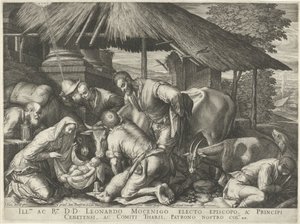 Tilbedelse af hyrderne med sovende hyrde dreng af Johann Sadeler (I)