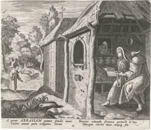 Abraham af Edessa som eremit Mandlige eremitter (serietitel) Solitudo Sive Vitae Patrum Eremicolarum (serietitel) af Johann Sadeler (I)