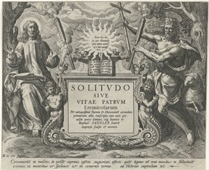Christ og Johannes de Doper Mannelijke kluizenaars (serietitel) Solitude or the Life of the Eremit Fathers (serietitel) Solitvdo Sive Vitae Patrvm Eremicolarum (serietitel på objekt) af Johann Sadeler (I)