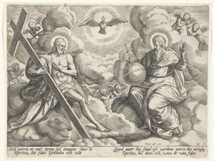Den hellige treenighed i skyerne af Johann Sadeler (I)