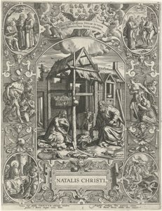 Fødsel: Jul Natalis Christi (titel på objekt) De fire vigtigste kristne højtider (serietitel) af Johann Sadeler (I)
