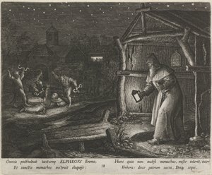 Saint Alphegus of Canterbury som eremit Eremitternes dydige liv (serietitel) Trophaeum vitae solitariae (serietitel) af Johann Sadeler (I)