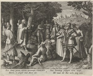 Sankt Sebaldus af Nürnberg som eneboer Eremitternes dydige liv (serietitel) Trophaeum vitae solitariae (serietitel) af Johann Sadeler (I)