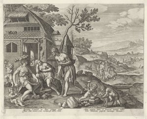 Lamech og hans to hustruer Boni et mali scientia (serietitel) af Johann Sadeler (I)