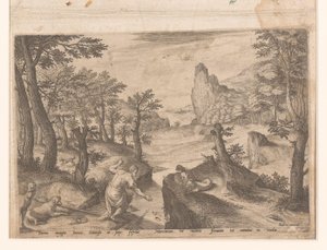 Landskab med faldende Ikaros af Johann Sadeler (I)