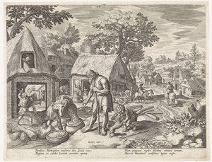 Methusalem og hans børn Historien om Sets familie / Bedømme de gode og de dårlige (serietitel) Bonorum et Malorum consensio (serietitel) af Johann Sadeler (I)