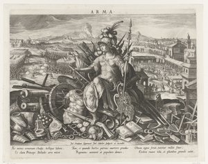 Minerva som protektor for kampsporten Arma (titel på objekt) Prinsens vigtigste aktiviteter (serietitel) Schema, seu speculum principum (serietitel) af Johann Sadeler (I)