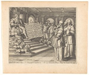 Motettryk og titelblad med Salomon som komponist af Højsangen Canticum Canticorum (titel på objekt) Song of Solomon (serietitel) af Johann Sadeler (I)