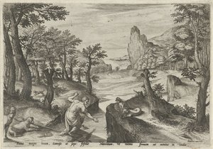 Narcissus Landskaber med mytologiske scener (serietitel) af Johann Sadeler (I)