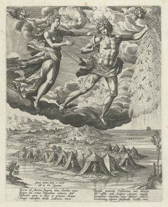 østenvind Oriens (titel på objekt) De fire vinde (serietitel) af Johann Sadeler (I)