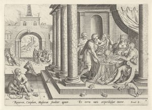 Frøernes og myggenes plage Historien om Moses før udvandringen (serietitel) Historia plagarum i Aegijpto (serietitel) af Johann Sadeler (I)