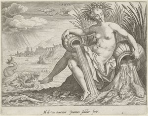Vand Aqva (titel på objekt) De fire elementer (serietitel) af Johann Sadeler (I)