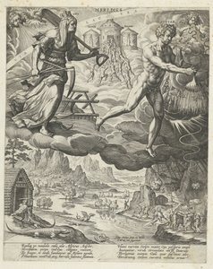 sydenvind Meridies (titel på objekt) De fire vinde (serietitel) af Johann Sadeler (I)