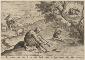 Gud, der viser sig for Moses, 1585. af Johann Sadeler I