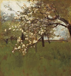 Blomstrende æbletræ (olie på lærred) af Johann Sperl