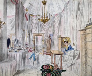 Kejserinde Carolina Augustas omklædningsrum på slottet i Wien, akvarel på papir af Johann Stephan Decker (1784-1844) af Johann Stephan Decker