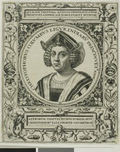 Christopher Columbus, frontispice fra bind 5 af Theodor de Brys Amerika af Johann Theodor de Bry