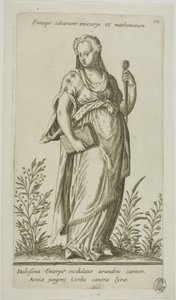 Enterpe, Muse of Music, plade 10 fra Parnassus Biceps af Johann Theodor de Bry