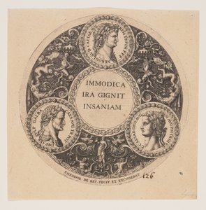 Immodica Ira Gignit Insaniam, design til indretning af Tazze af Johann Theodor de Bry
