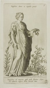 Terpsichore, Muse of Dance, plade 9 fra Parnassus Biceps af Johann Theodor de Bry