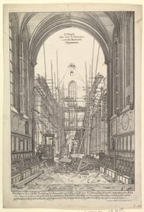 Udsigt over Franciskanerkirken i Nürnberg under genopbygning, fra serien V....n.d. af Johann Ulrich Kraus