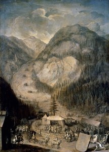 Charles VI, den hellige romerske kejser, inspicerer drabet på gemsehjorte i Eisenerz af Johann Veit Hauck