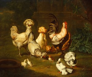 Fjerkræ i et landskab (olie) af Johann Wenzel Peter