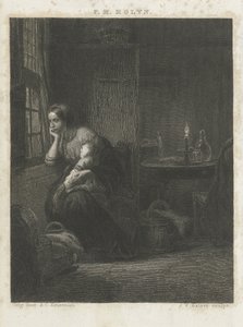 Kvinde med barn ved et vindue