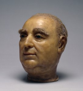 Hoved af Friedrick II, landgreve af Hessen-Kassel, 1786 (voks, glas og hår) af Johann Wilhelm Kirchner