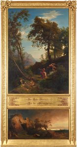 Ofrets af Isak (øverst). Abrahams sorg over Sara (nederst). Fra serien »Tolv bibelske landskaber med Abrahams historie« af Johann Wilhelm Schirmer