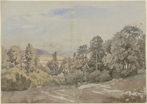 Skov med fjern udsigt af Johann Wilhelm Schirmer