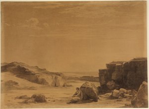 Hagar i ørkenen (1. Mosebog 21, 16) af Johann Wilhelm Schirmer