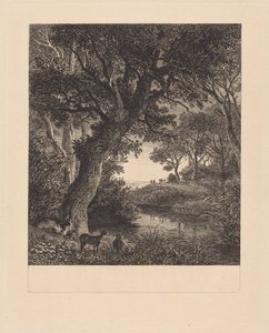 Jægere forlader en skov af Johann Wilhelm Schirmer