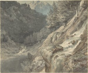 Bjerglandskab med en flod af Johann Wilhelm Schirmer