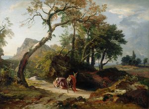 Redningen af den sårede mand af den barmhjertige samaritan (aften) ca. 1856