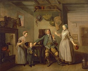 David Garrick og Mary Bradshaw i The Farmers Return af David Garrick, c.1762 af Johan Joseph Zoffany