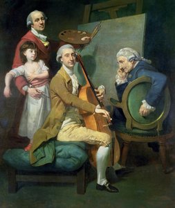 Selvportræt med sin datter, Maria Theresa (?) og muligvis Giacobbe og James Cervetto (?) ca. 1779 (olie på lærred)