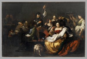 Fest med soldater og prostituerede, efter 1625 af Johann after Liss or Lis or von Lys