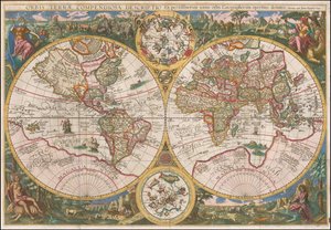 Verdenskortet fra 1596 - Orbis Terrae Compendiosa Descriptio Ex peristissimorum totius orbis Gaeographorum operibus desumpta af Johannes Baptista Vrints