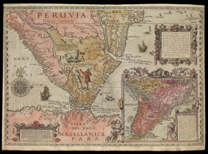 Den sydlige spids af Peru, Sydamerika, ca. 1590 (håndkoloreret) af Johannes Baptista van the Younger Doetechum