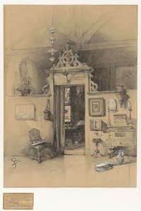 Port i Bosbooms atelier af Johannes Bosboom (signed by artist)