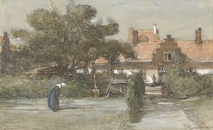 Gården til Heilige Geesthofje på Paviljoensgracht i Haag af Johannes Bosboom