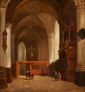 Kirkeinteriør (olie på lærred) af Johannes Bosboom
