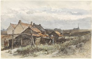 Fiskeri Familiehuse i Scheveningen Fiskerhuse i Scheveningen af Johannes Bosboom
