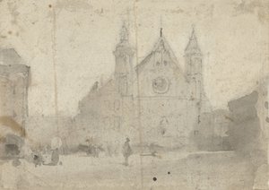 Udsigt over Ridderzaal ved Binnenhof af Johannes Bosboom
