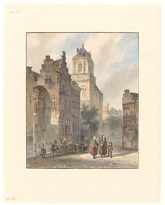Udsigt over rådhuset i Delft af Johannes Bosboom